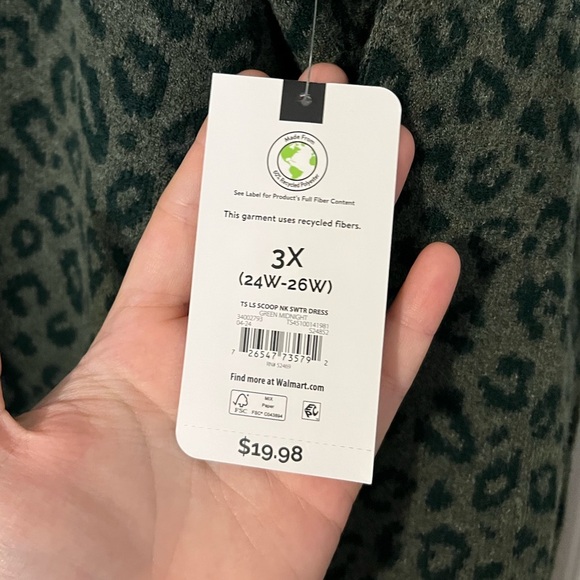 NWT Terra & Sky Women's Plus Size Scoop Neck Leopard Print Sweater Dress 3x - Picture 7 of 10